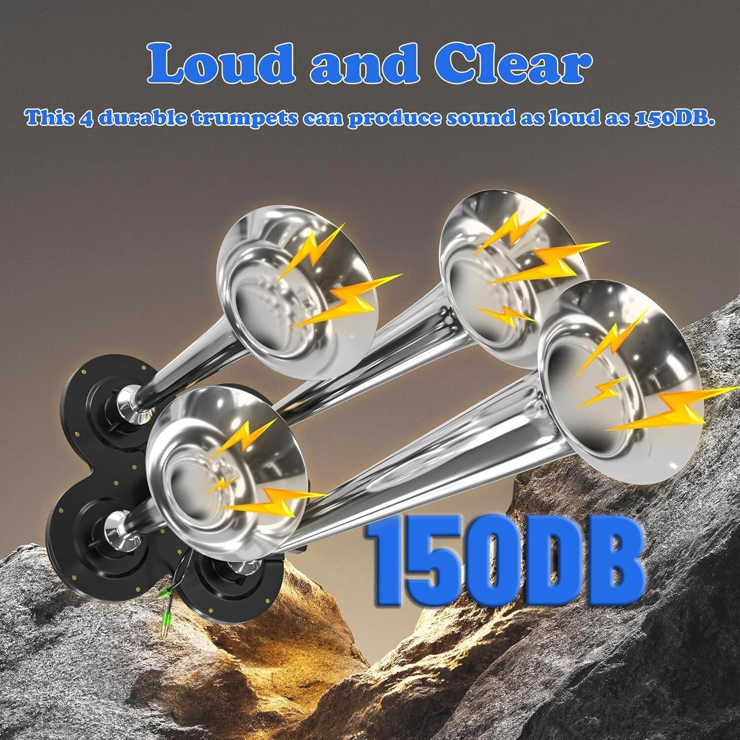 Loud 150DB Train Horn Kit with 1.59 Gallon Compressor - Easy Install for Trucks