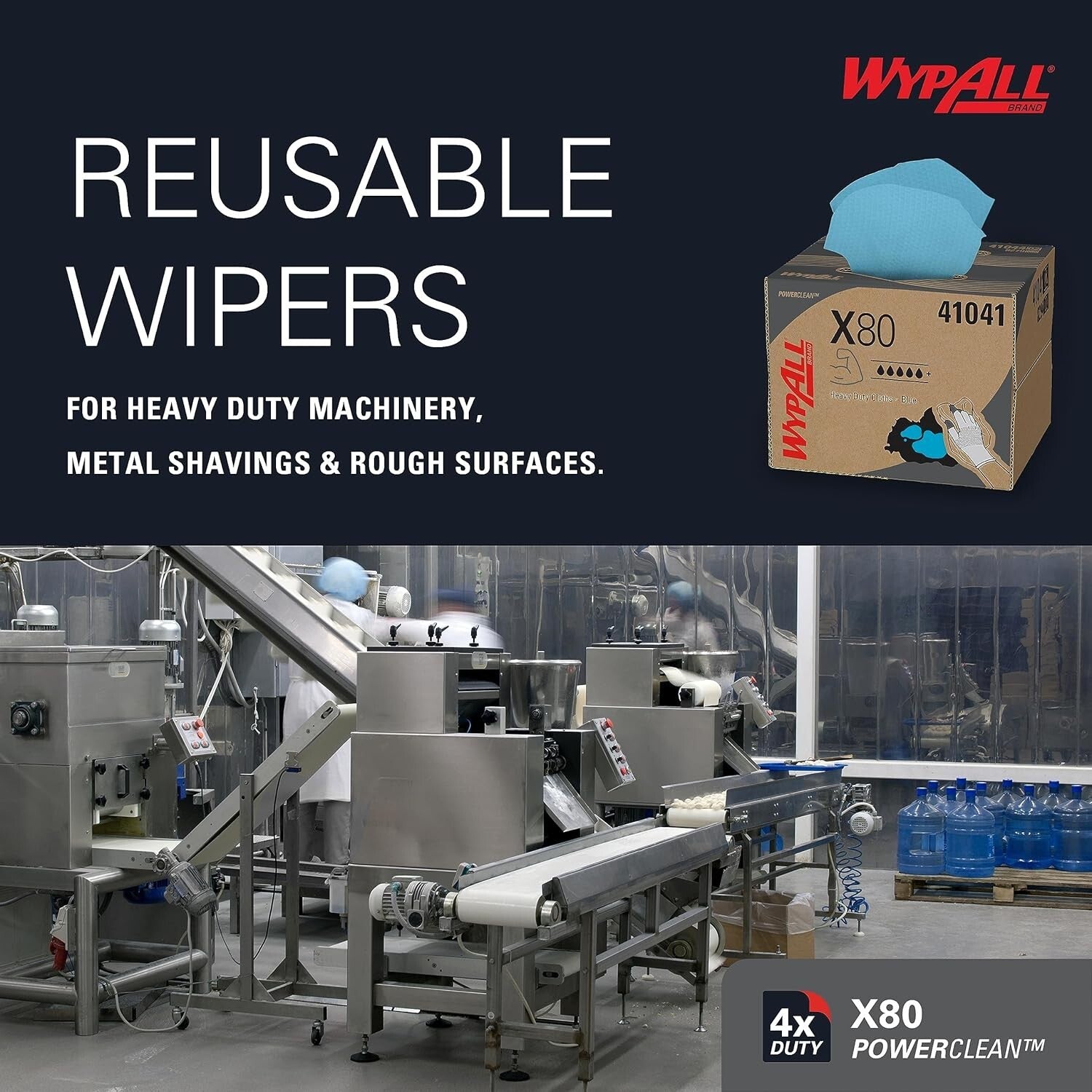 Power Clean X80 160-Count Heavy Duty Wipes - Effective for Oil and Grime Removal
