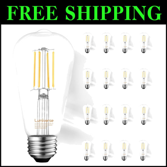 16 Pack Dimmable LED Edison Bulbs - 5.5W Cool White E26 Base for Elegant Spaces