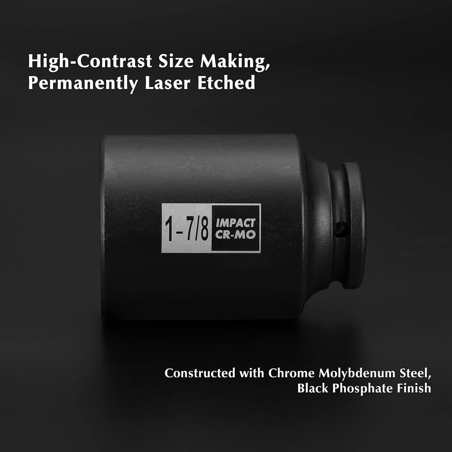 Professional 4PC Deep Impact Socket Set - 1/2-Inch Drive, Laser-Etched Sizes