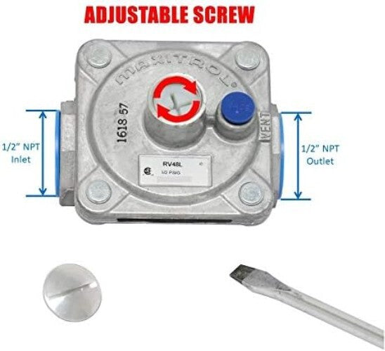 Efficient 1/2" Natural Gas Pressure Regulator - ANSI Standard NPT Fittings