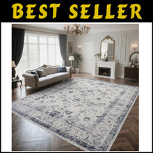 Load image into Gallery viewer, Stylish 9x12 Non-Slip Area Rug - Vintage Floral Design for Living Spaces
