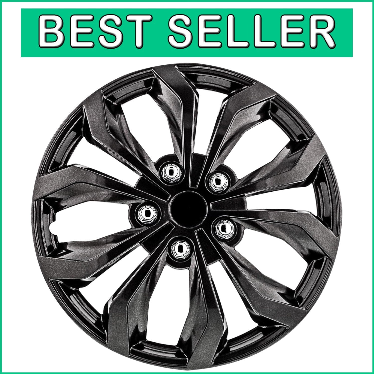 Durable 15-Inch Universal Hubcaps – Spyder Gunmetal Grey Fit for All Vehicles