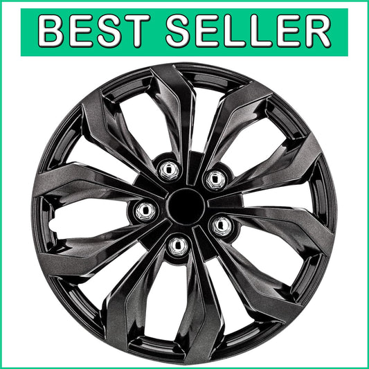Durable 15-Inch Universal Hubcaps – Spyder Gunmetal Grey Fit for All Vehicles