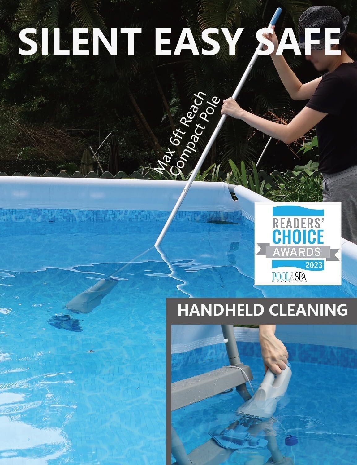 Dual Brush Rechargeable Handheld Pool Cleaner - Efficient for Hot Tubs and Spas