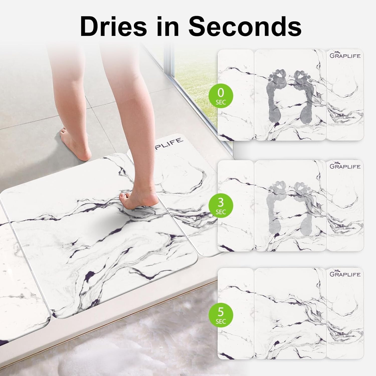 Diatomaceous Earth Non-Slip Bath Mat - 31.5X19.69" Fast-Drying White Elegance