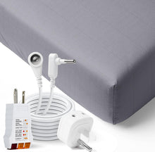 Load image into Gallery viewer, California King Organic Fitted Grounding Sheet with Silver Fiber - Gray 400TC