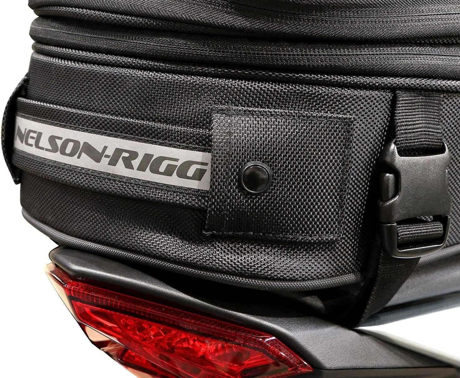 Black Commuter Sport Motorcycle Tail Bag – Waterproof with Reflective Accents