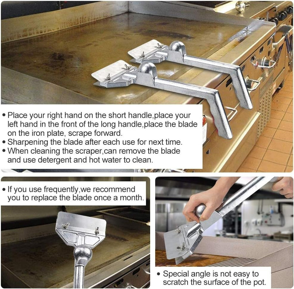 Efficient Heavy Duty Grill Scraper with Extra Blades - Ultimate Kitchen Tool