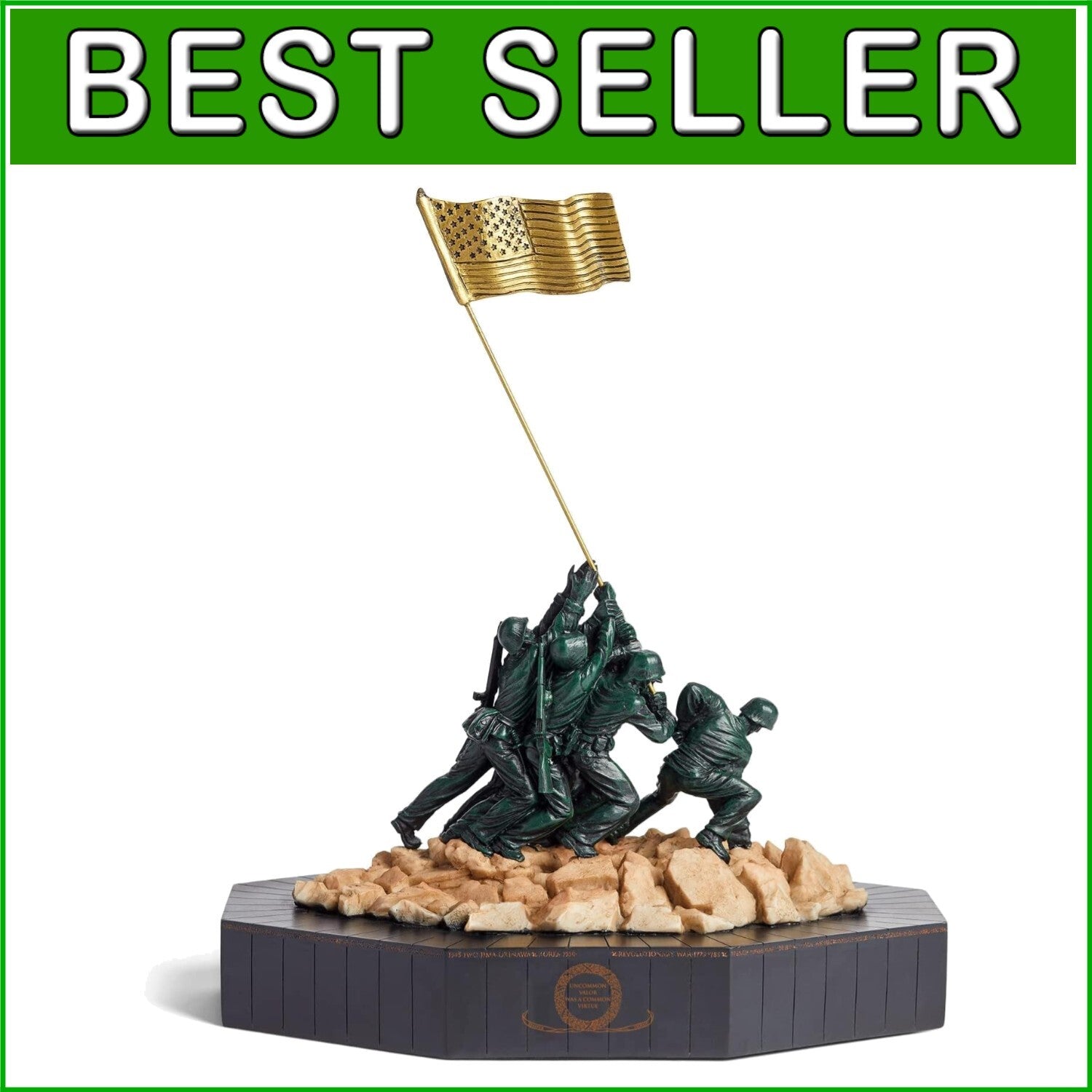 Elegant Antique Finish Iwo Jima Marine Corps Statue - Collectible Home Decor