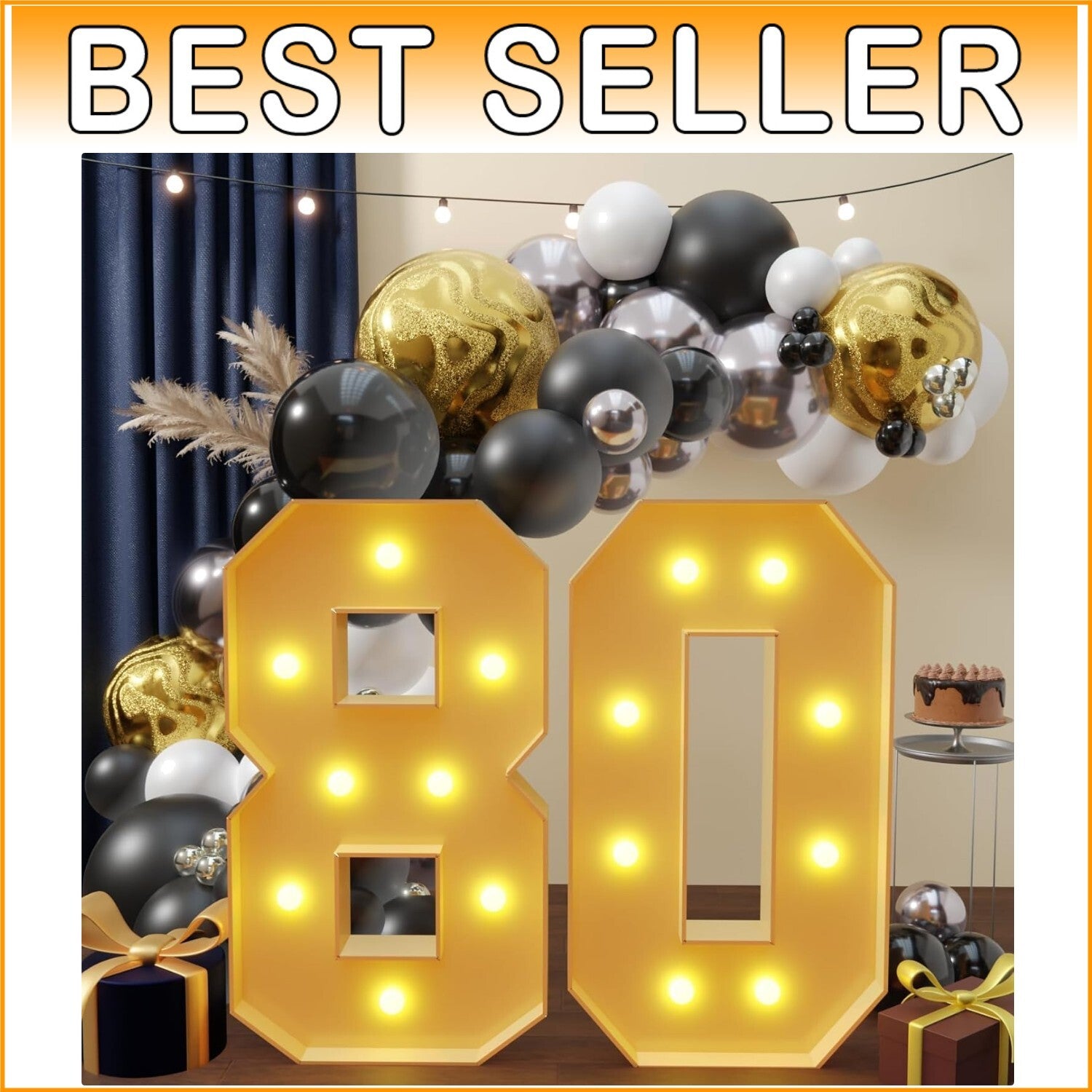 Customizable 3FT Large Block Font Light-Up Numbers for Party Decoration