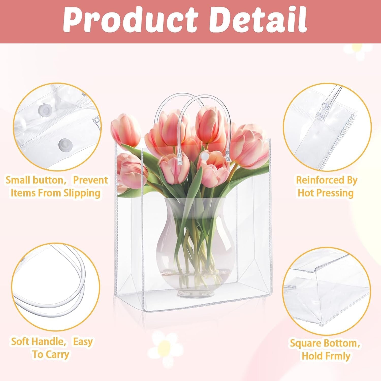 Sturdy Waterproof 13.8 x 11.8 Clear Tote Bags - Ideal for Parties & Gifts