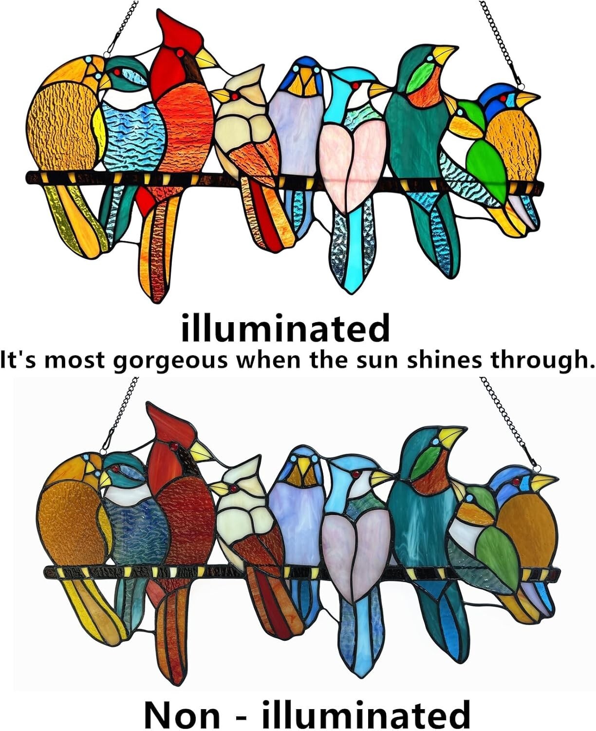 Handcrafted Stained Glass Bird Suncatcher - Vibrant Multicolor Window Hanging