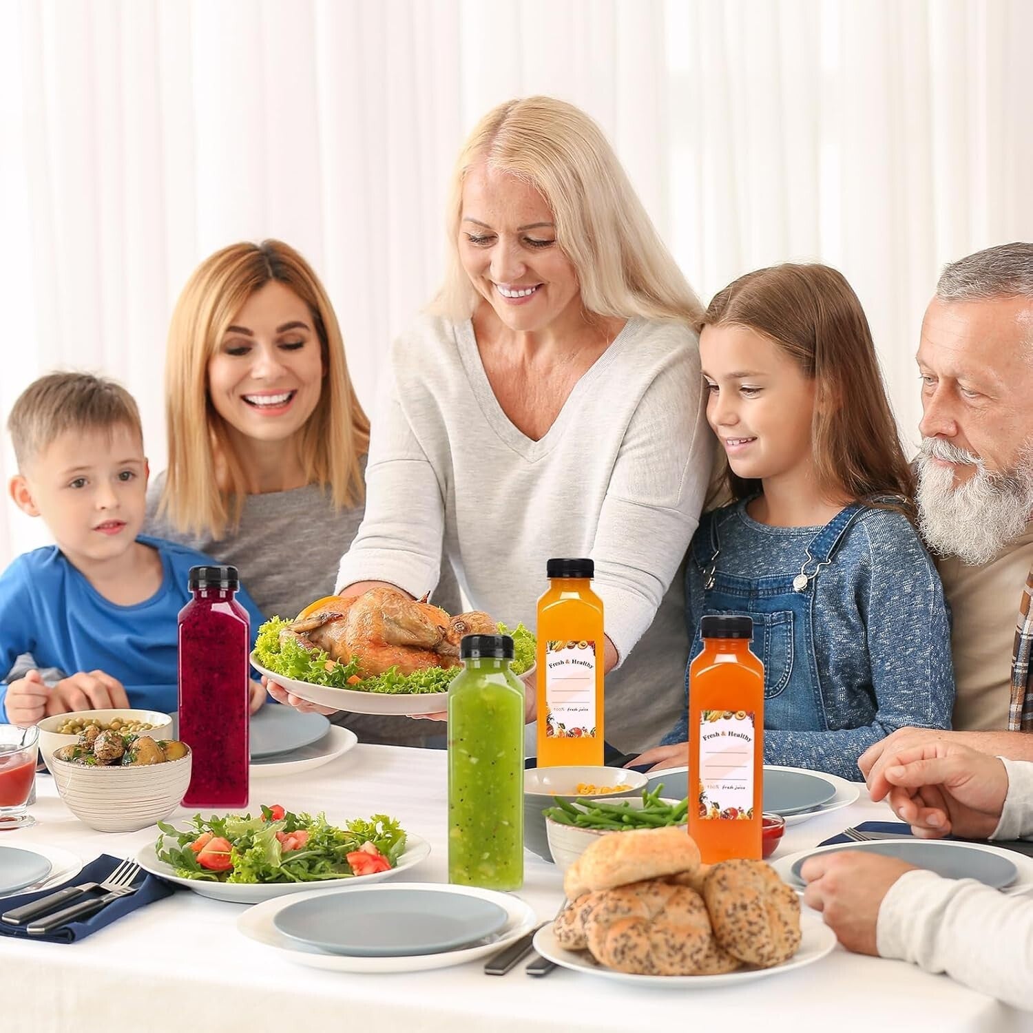 Clear 16oz Juice Bottles with Caps - Ideal for Smoothies & Camping Drinks