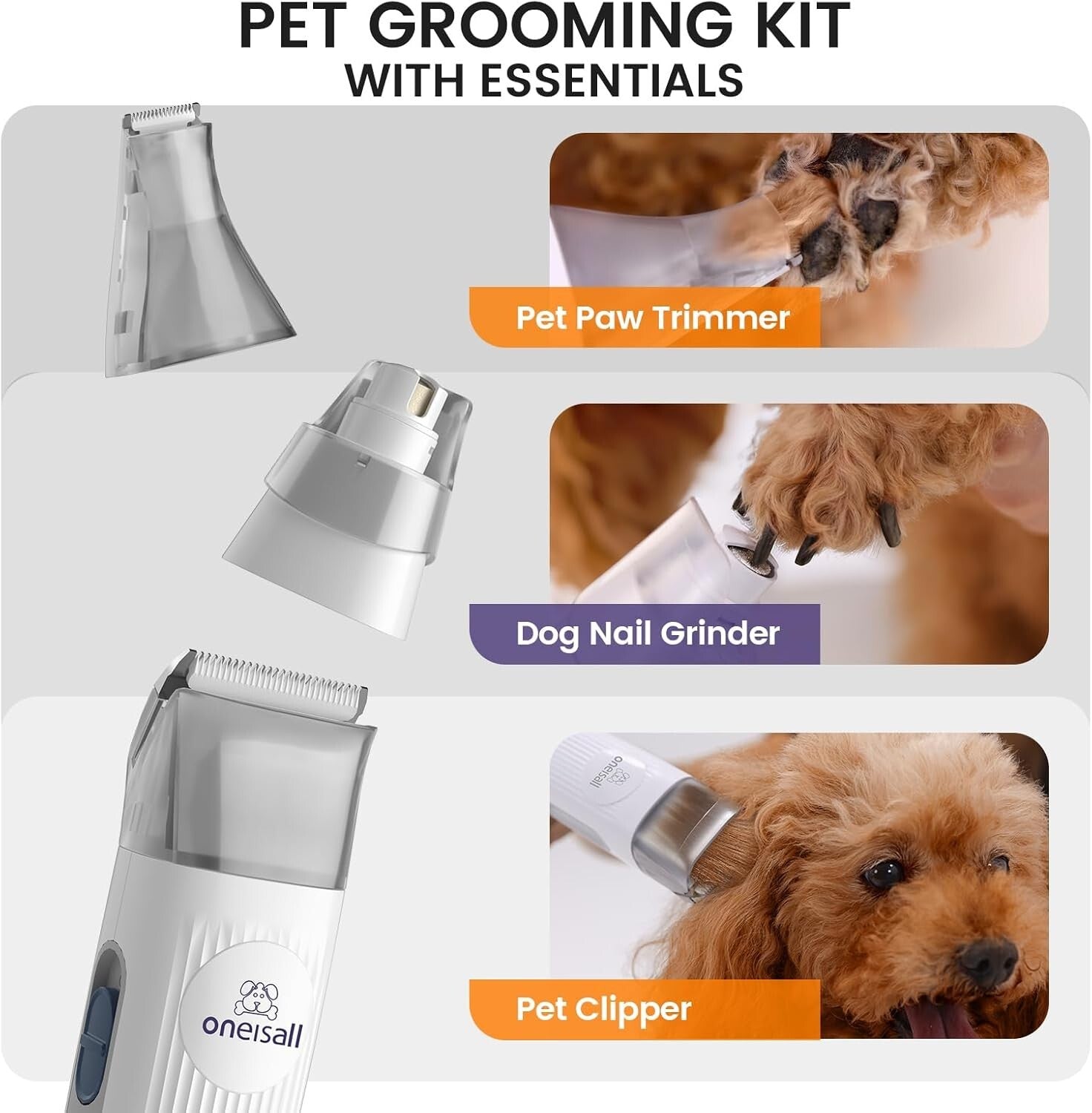 Effortless Dog Grooming Vacuum with 7 Pet Tools - Low Noise & Easy Empty Design
