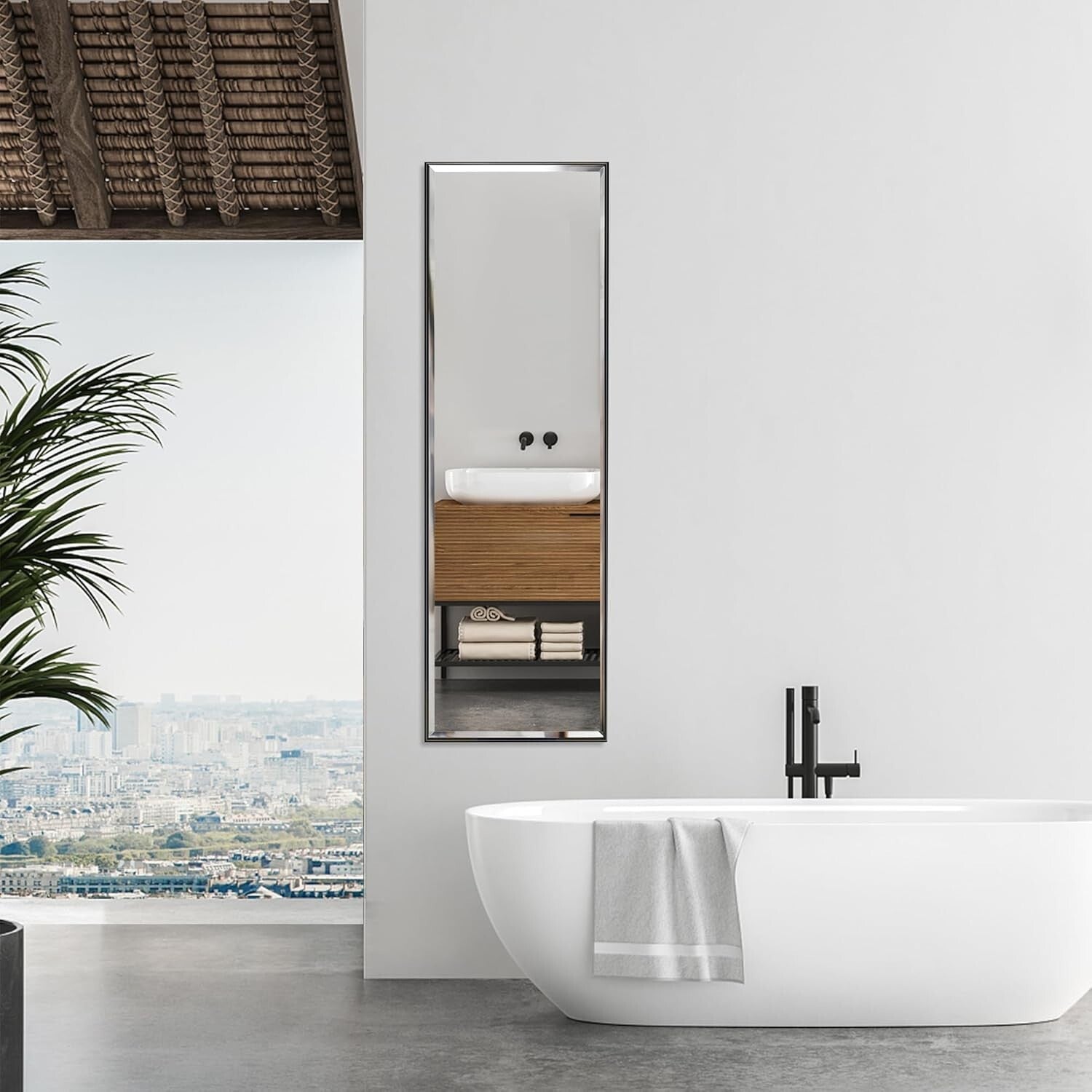 Elegant 14x48 Inch Full-Length Wall Mounted Mirror for Bedroom & Bathroom Decor