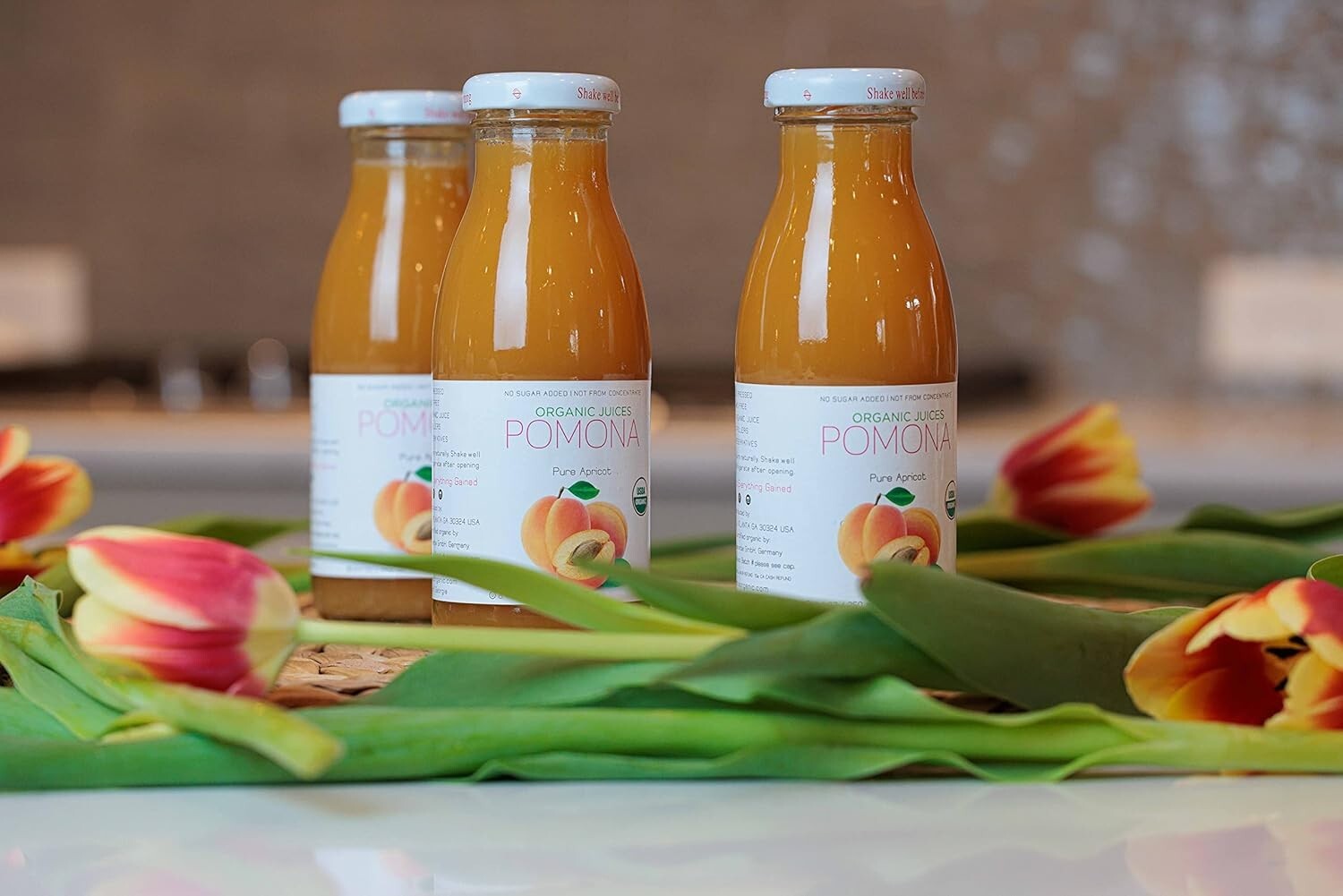 Pomona Organic Apricot Juice - Pure, No Sugar, Cold-Pressed, 12 x 8.4 oz Bottles