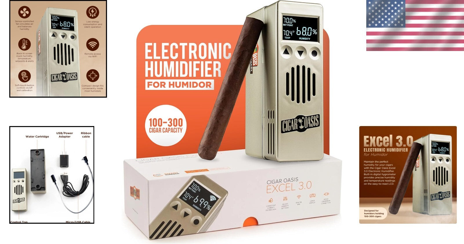 Efficient 3.0 Cigar Humidifier with Soft-Touch Buttons – Perfect Preservation