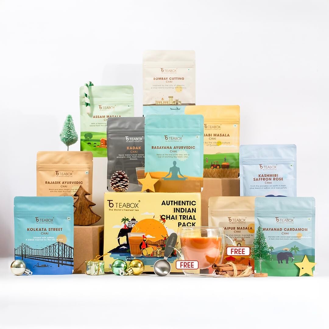 Exquisite Ayurvedic Chai Tea Gift Set - 10 Varieties, 100% Real Ingredients