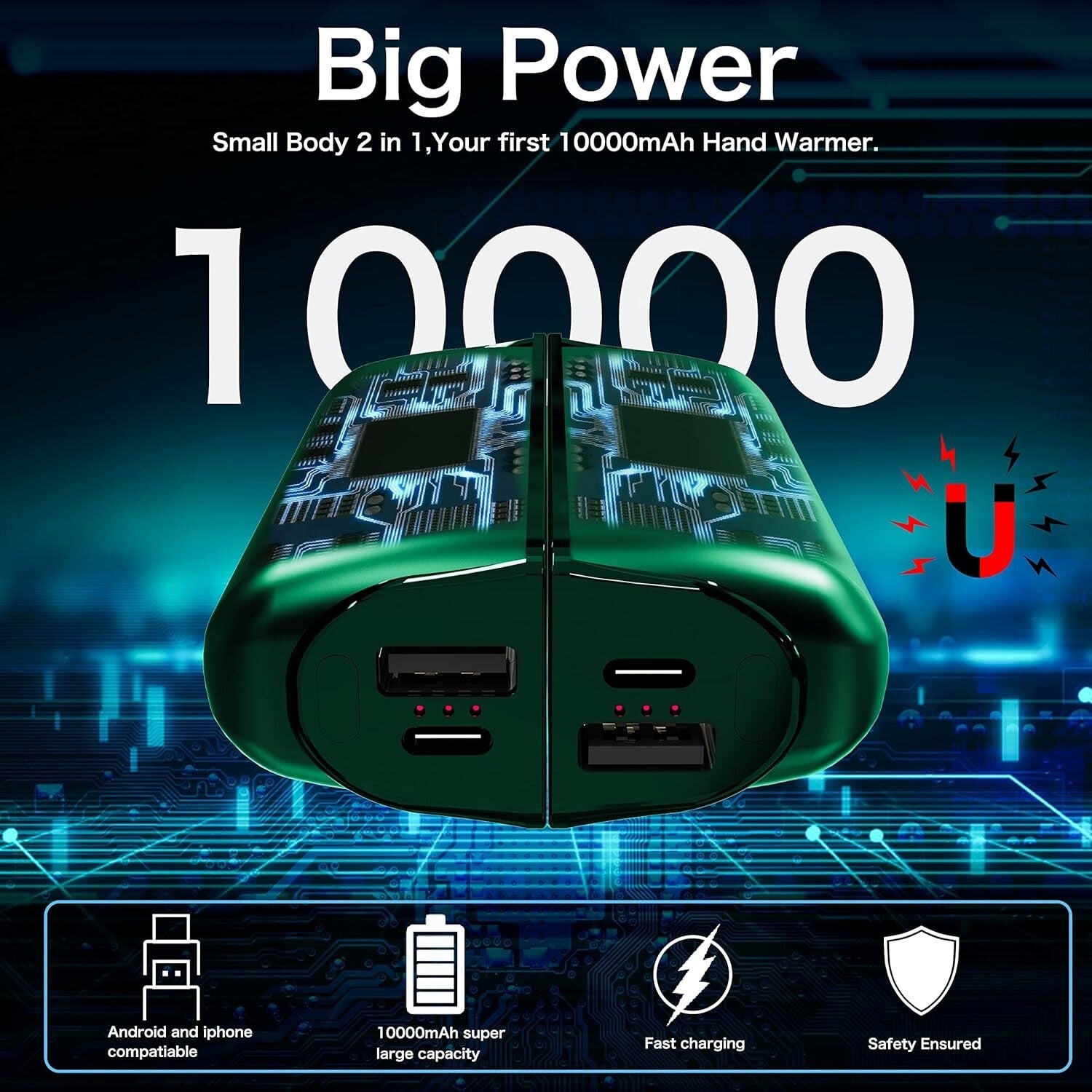 Elegant Rechargeable Hand Warmers, 3 Heat Settings, Perfect Winter Gift (2 Pack)