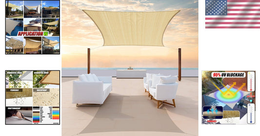 Elegant 14' x 16' Beige Shade Sail - Double Reinforced with 95% UV Blockage