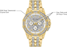 Load image into Gallery viewer, Gold-Tone Stainless Steel Men's Crystal Watch - 306 Accents &amp; Water Resistant