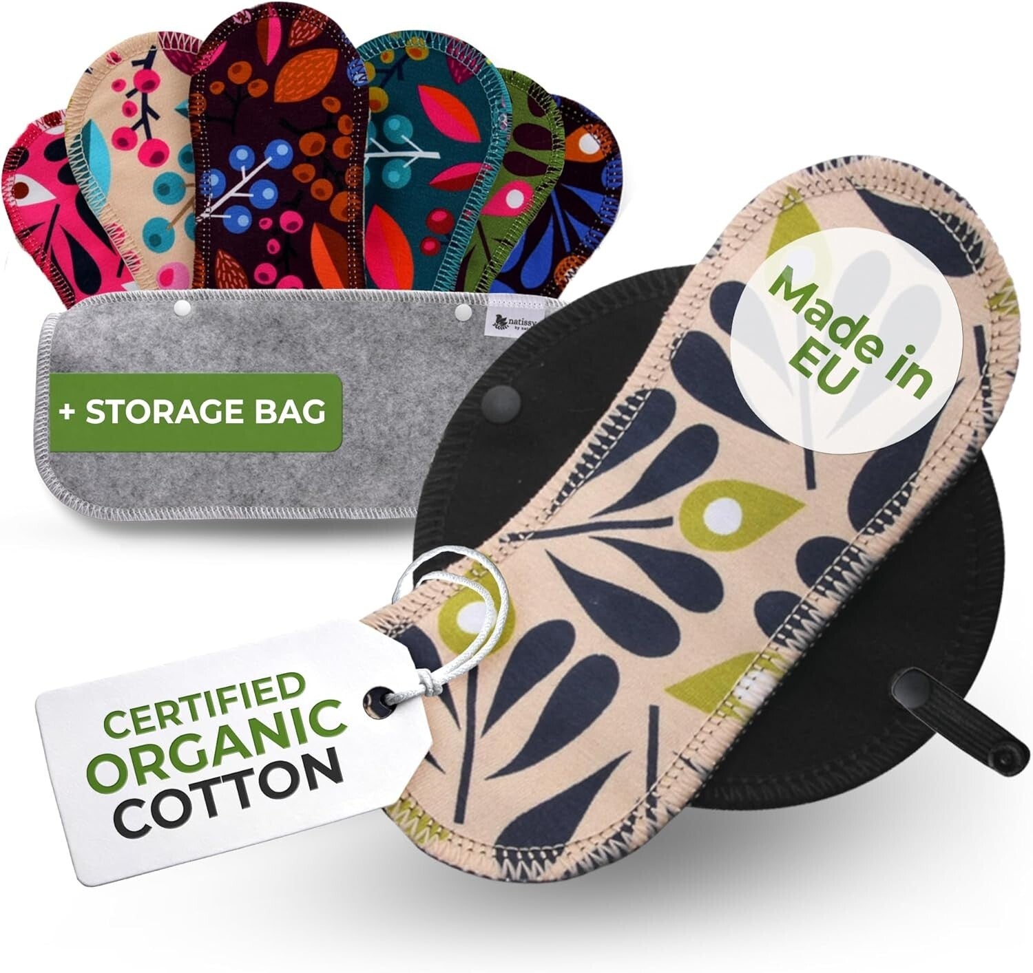 Eco-Friendly Organic Cotton Panty Liners for Women - 7-Pack Reusable Comfort