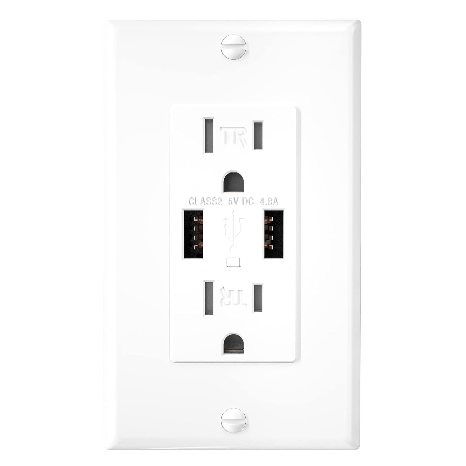 Modern 4-Pack USB Outlets - 15Amp Tamper-Resistant, Ideal for Versatile Use