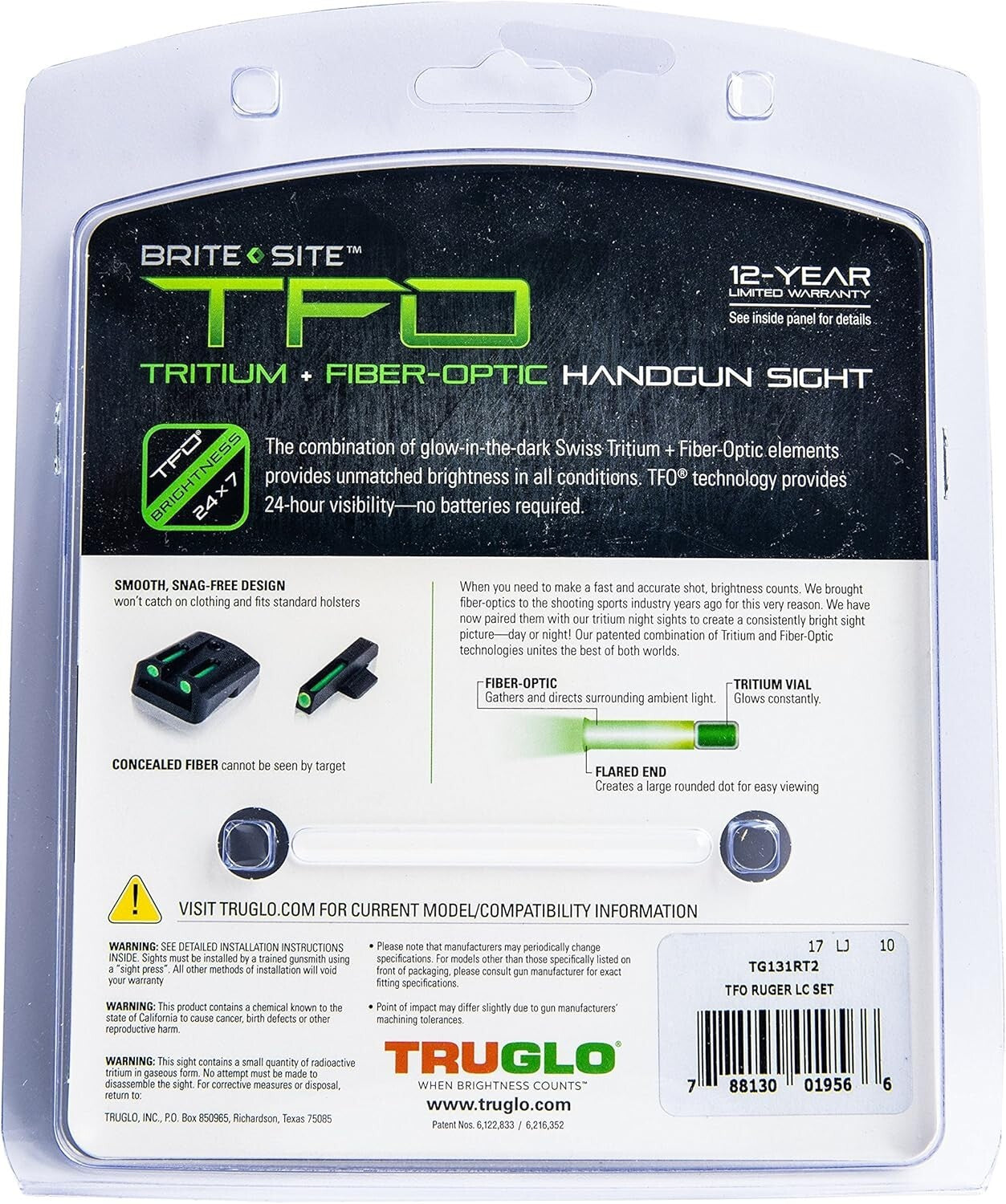 Durable Handgun Sights with Tritium Glow & Snag-Resistant Design for All Users