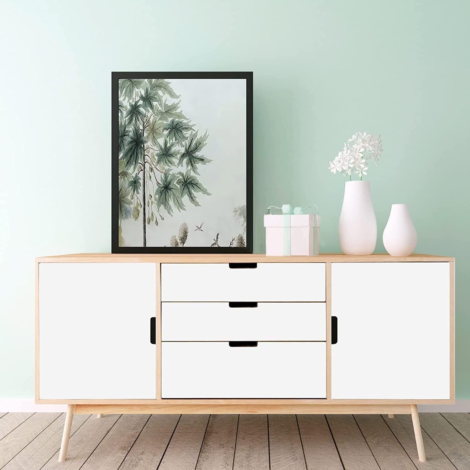 Thick White Vinyl Peel and Stick Wallpaper - 15.7'' x 984.2'' for Home Makeover