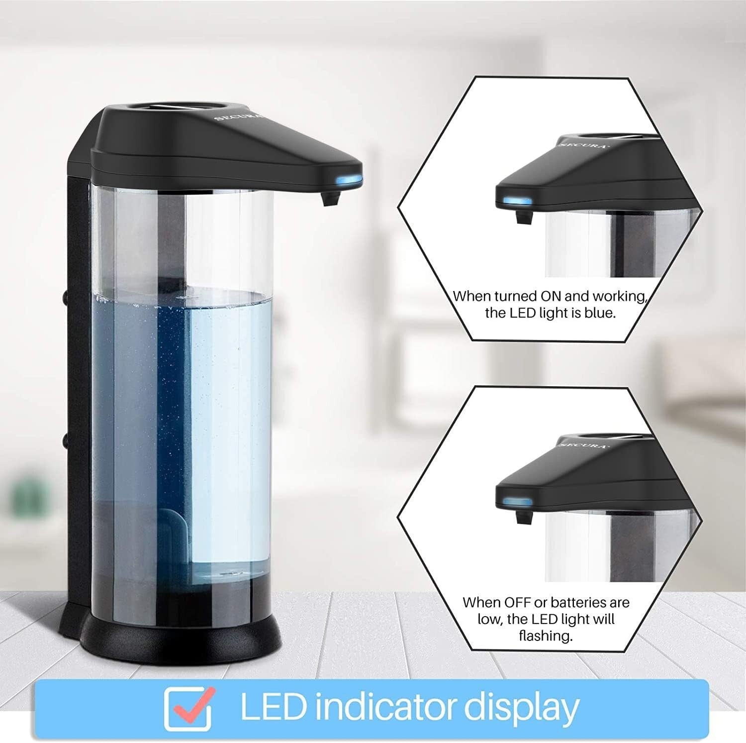 Touchless 17oz Automatic Soap Dispenser – Adjustable Volume Control in Black