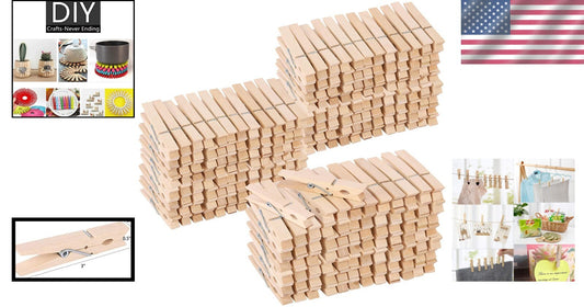 500pcs Heavy Duty Wooden Clothespins for Laundry & Craft Projects - 3 Inches