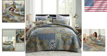 Load image into Gallery viewer, Sage King Size Comforter Set - 100% Cotton Quilted Bedding with Pillow Shams