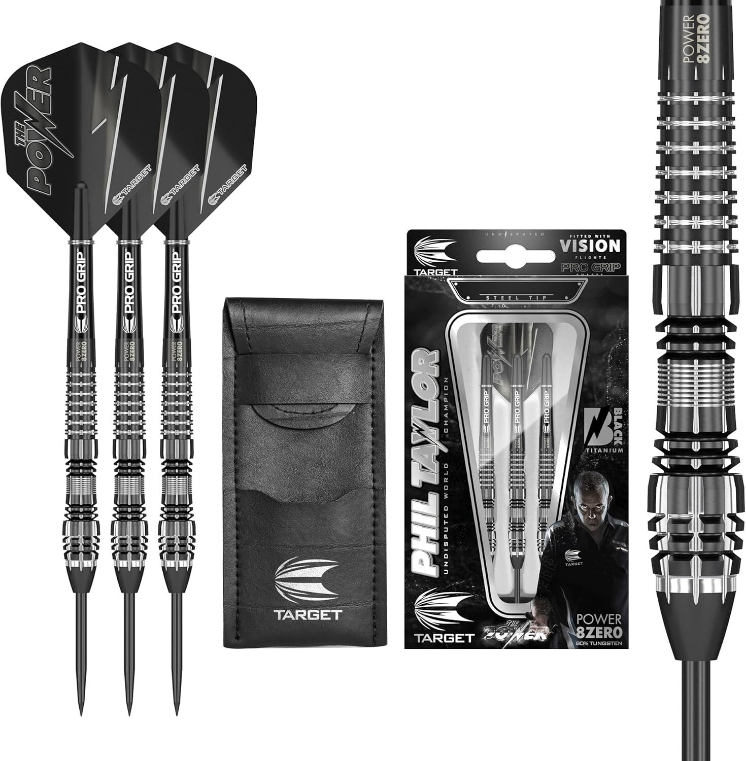 Advanced Black Steel Tip Darts - 21G, Fixed Points, and Signature Case Included