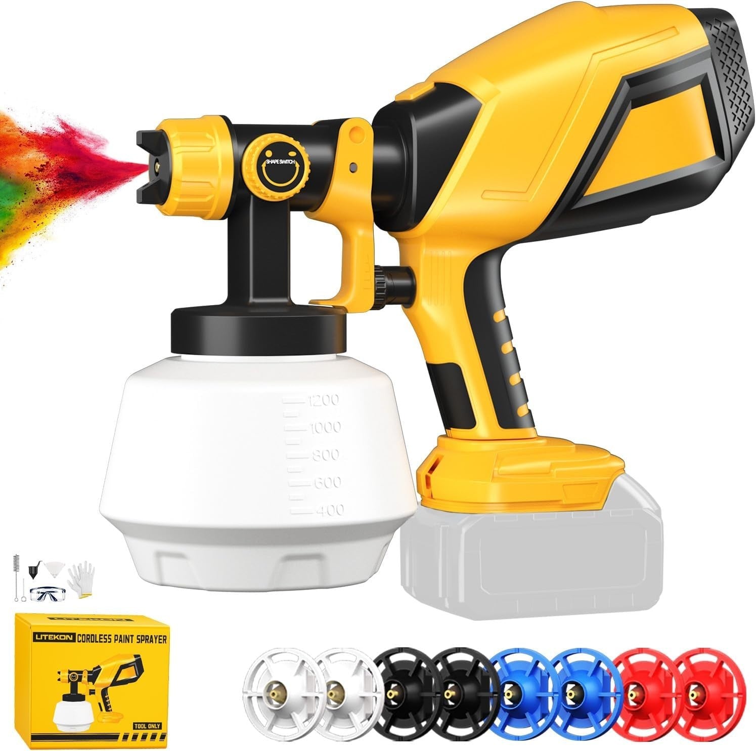 Effortless Cordless 1200ml Paint Sprayer with 8 Copper Nozzles for All Surfaces