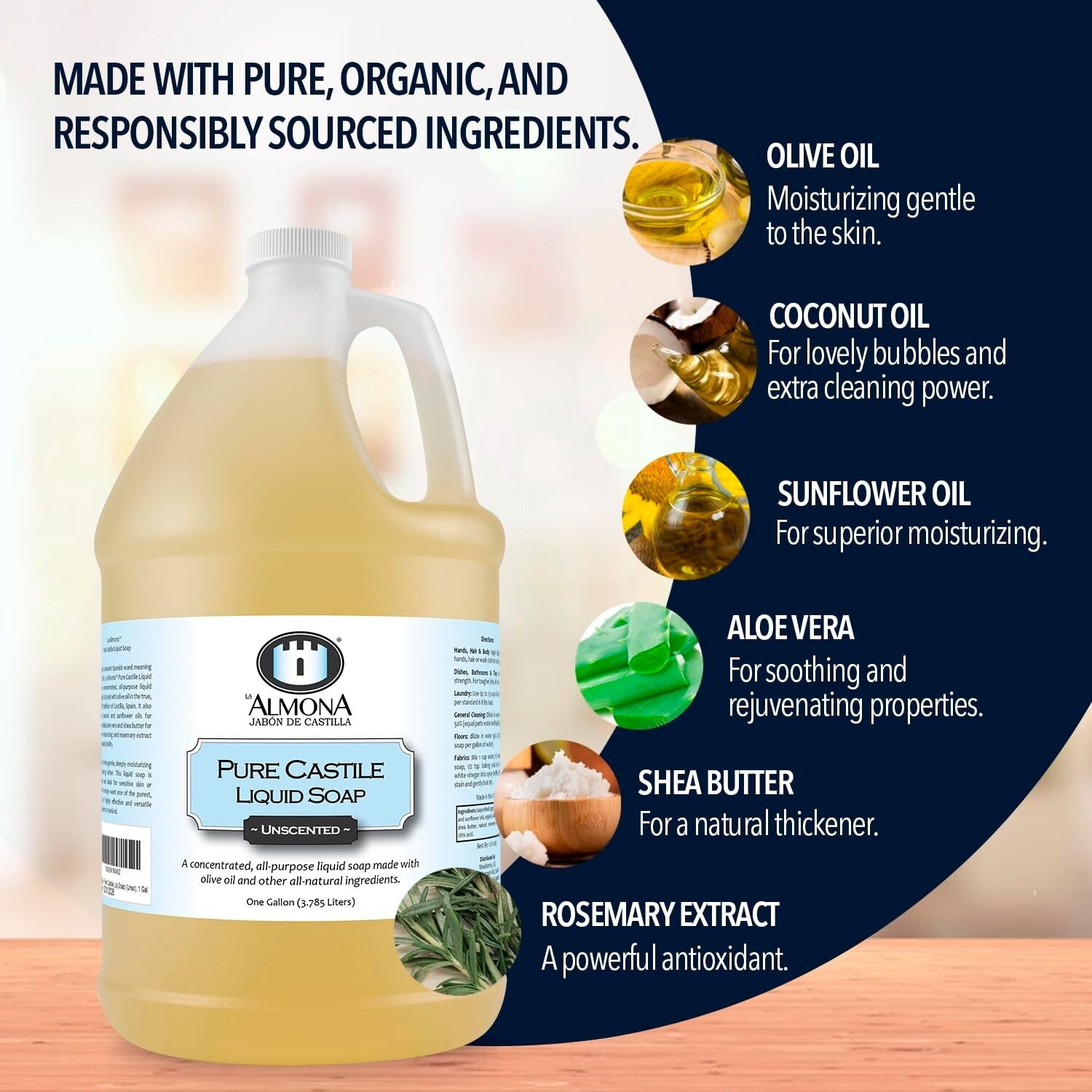 1 Gallon Pure Lavender Castile Liquid Soap - Eco-Friendly Multipurpose Cleanser