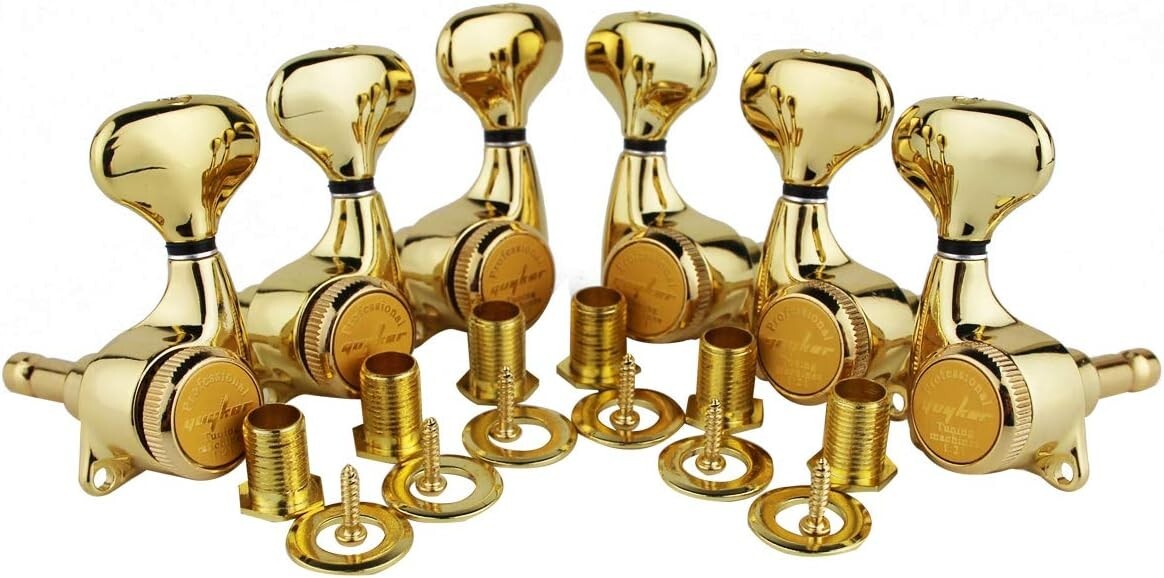 Golden Guitar Locking Tuners 3L + 3R - Precision Tuning Key Pegs for All Styles
