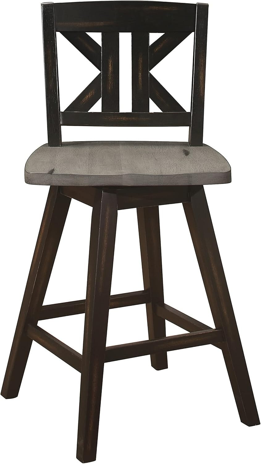 Elegant Black X-Back Swivel Bar Stools - Counter Height Set of 2 for Kitchen