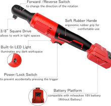 Load image into Gallery viewer, Cordless 3/8" Electric Ratchet Wrench - Compatible with Milwaukee 18V Battery