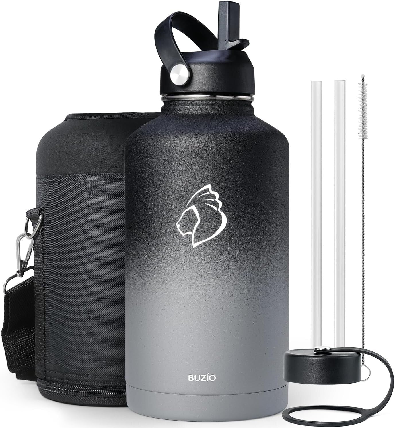 64 oz Insulated Stainless Steel Water Bottle with Straw & Flex Cap Options