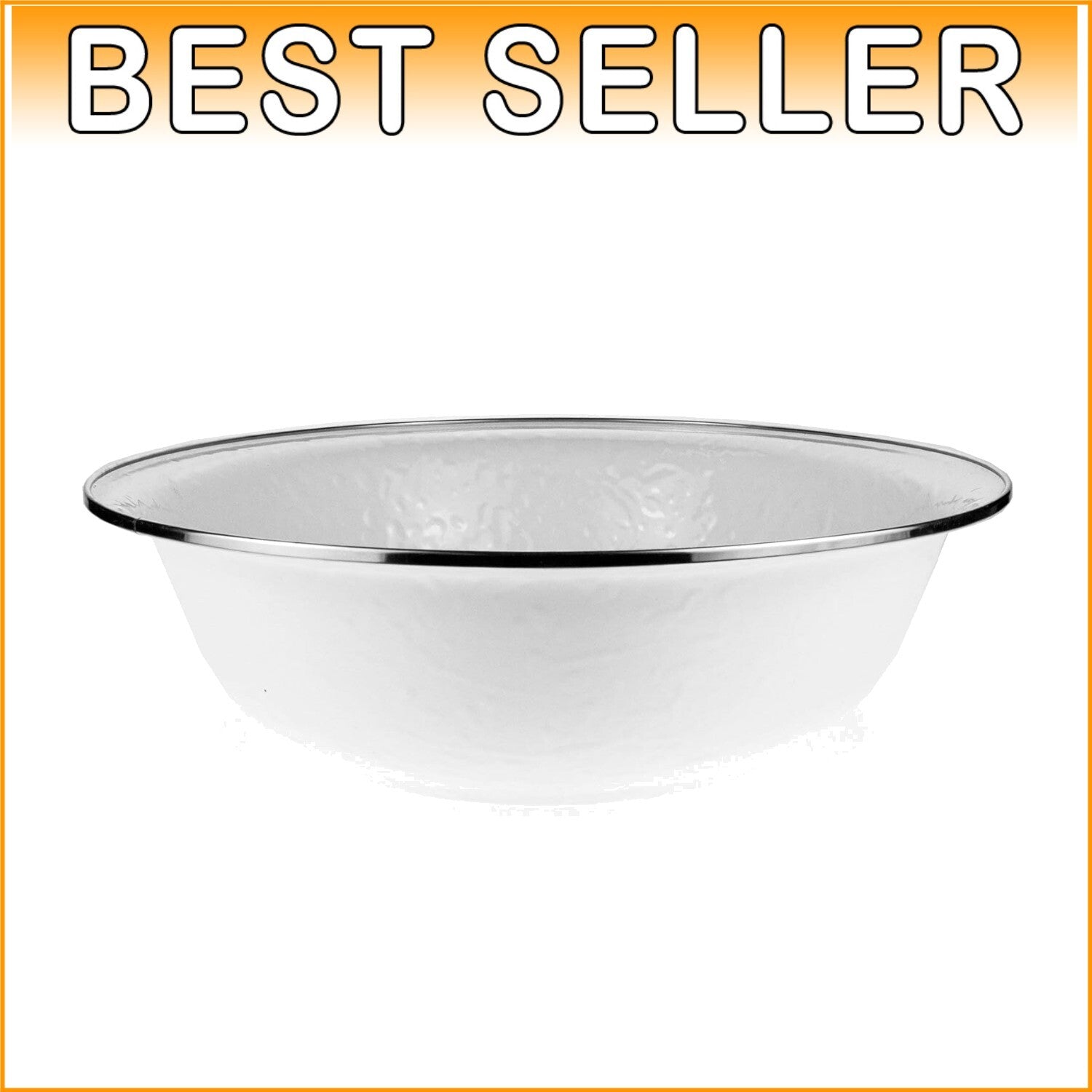 Elegant 4Qt Enamelware Serving Bowl - Solid White with Stainless Steel Rim