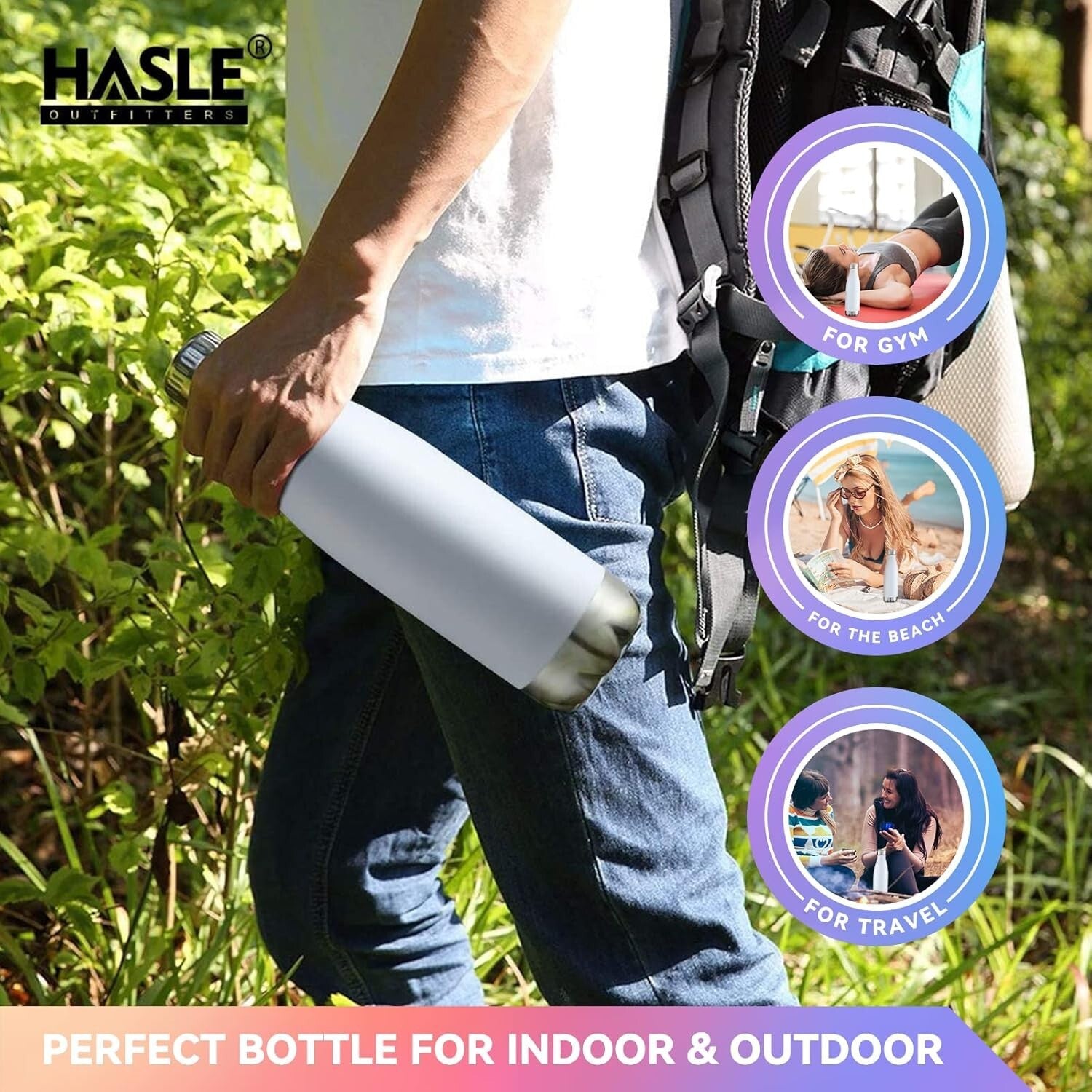 Vacuum Insulated 17oz White Water Bottles - Perfect for Outdoor Adventures