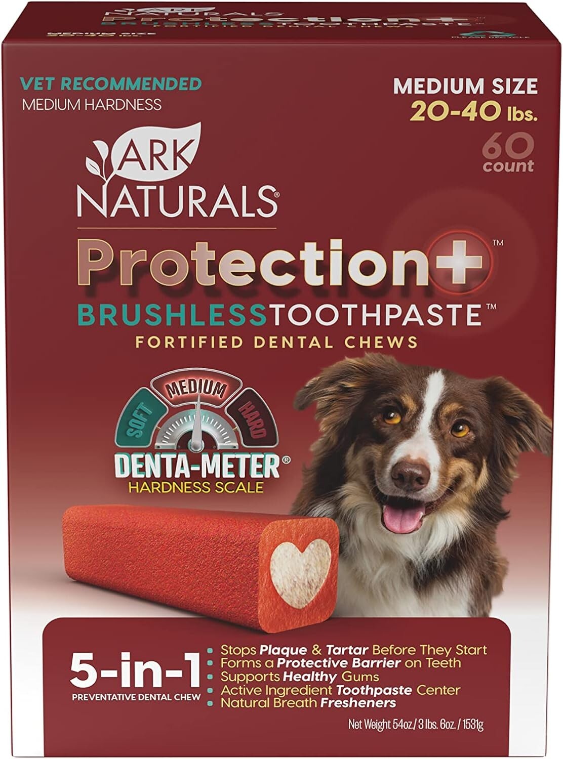 Veterinarian-Formulated Brushless Dog Toothpaste Chews for Medium Breeds 54oz
