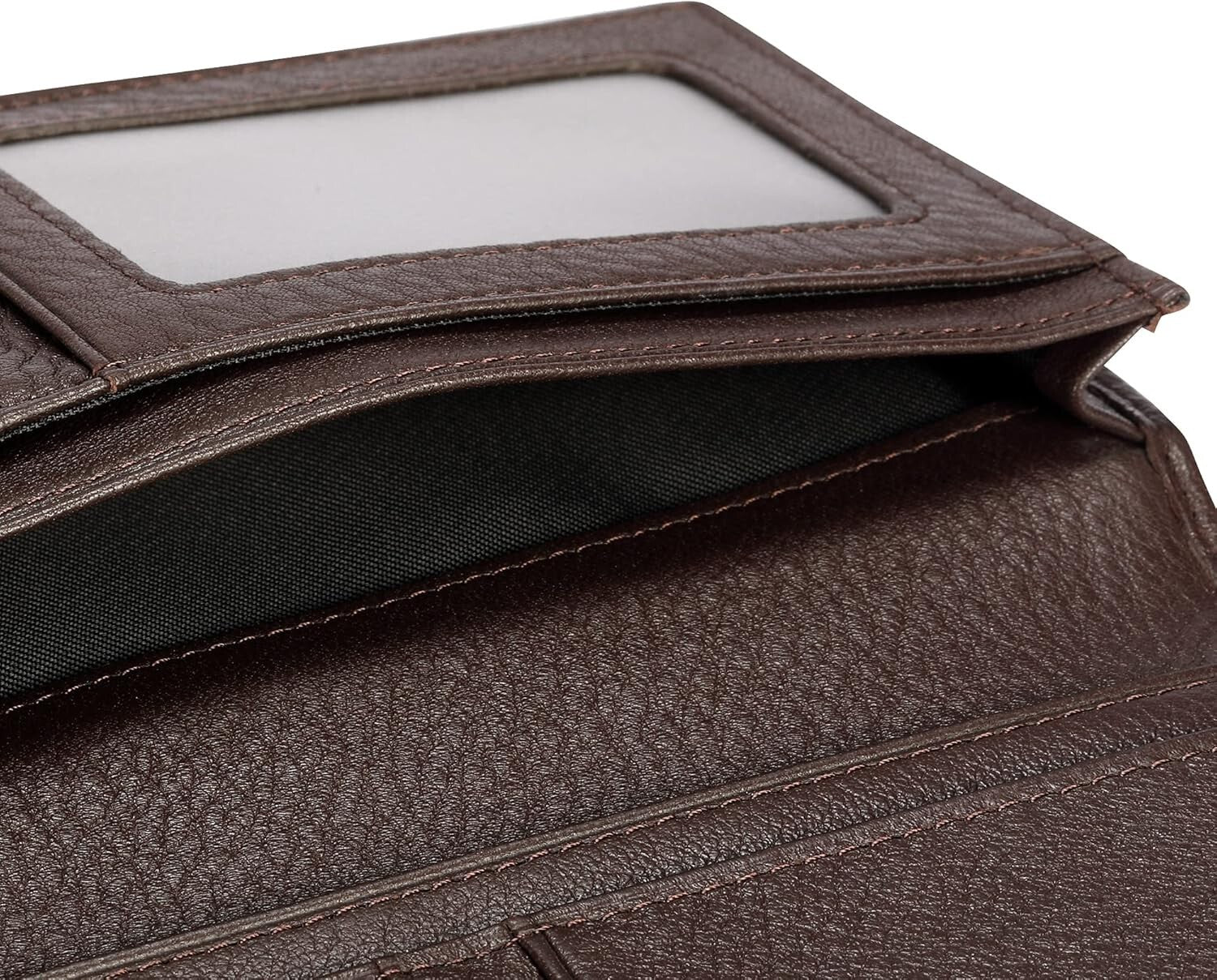 Elegant Bifold Long Wallet in Genuine Pebbled Leather - 15 Card Holders Included