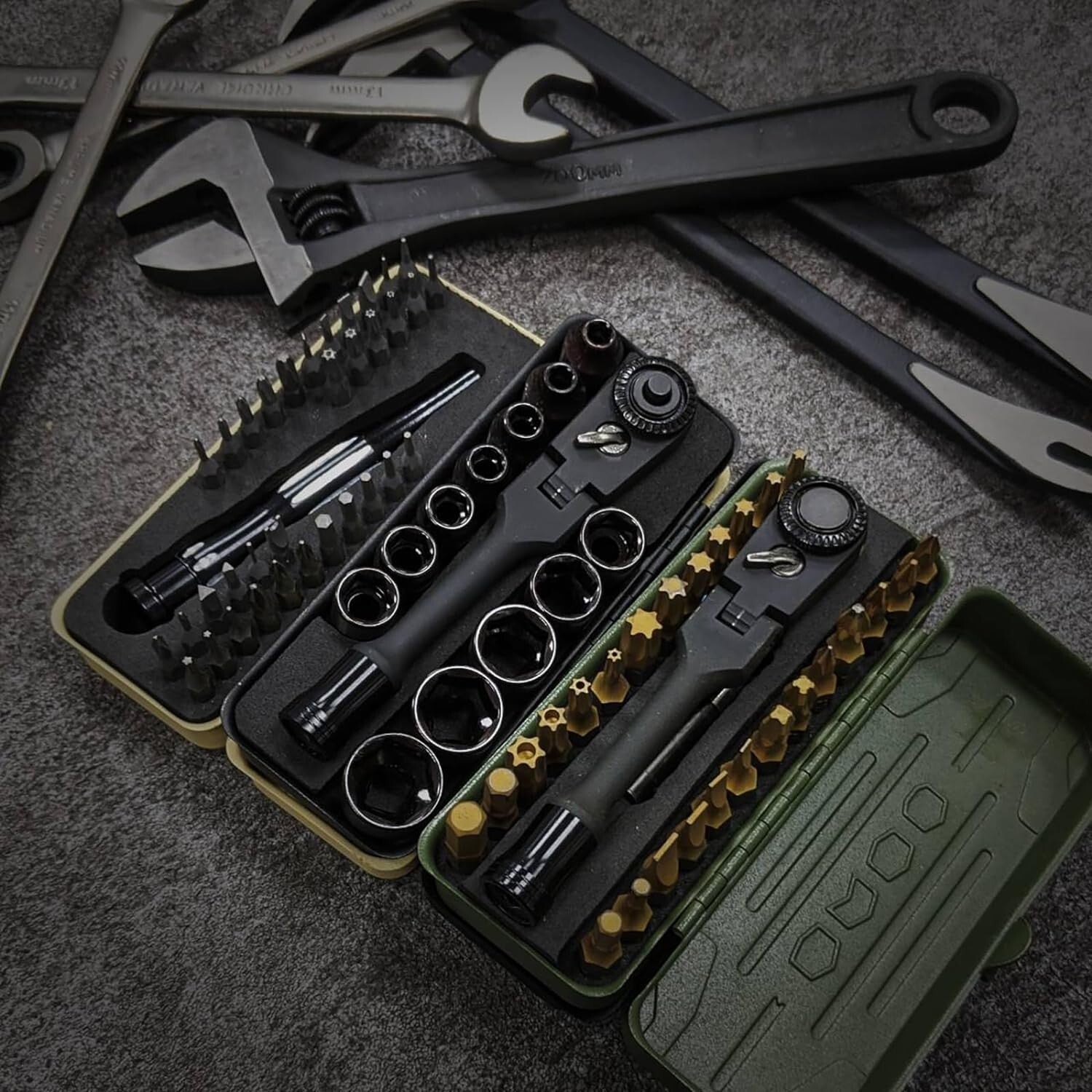 77-Piece Waterproof Tool Set with Anti-Stripped Bits & Flex-Head Ratchet