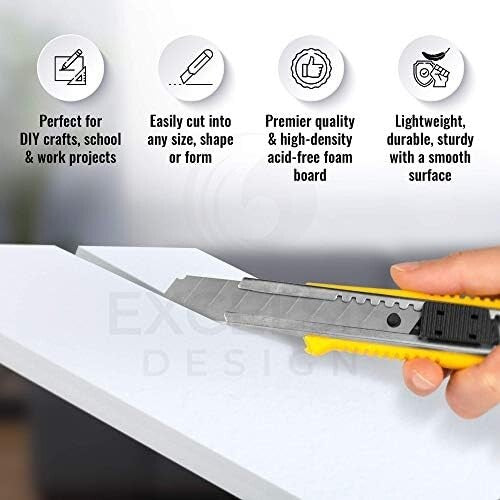 Durable Matte White Foam Board 15-Pack - Ideal for Signs, Presentations & Art