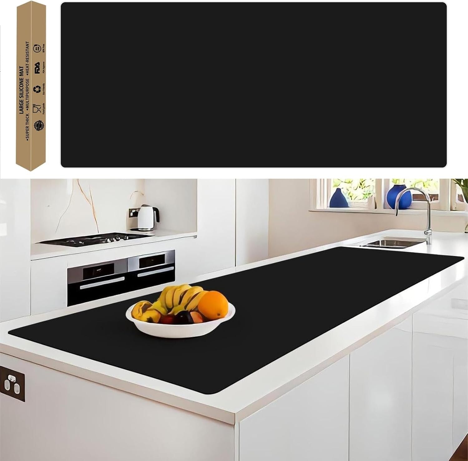 Extra Large Non-Slip Silicone Mat 78.7"x23.6" - Heat Resistant Kitchen Protector