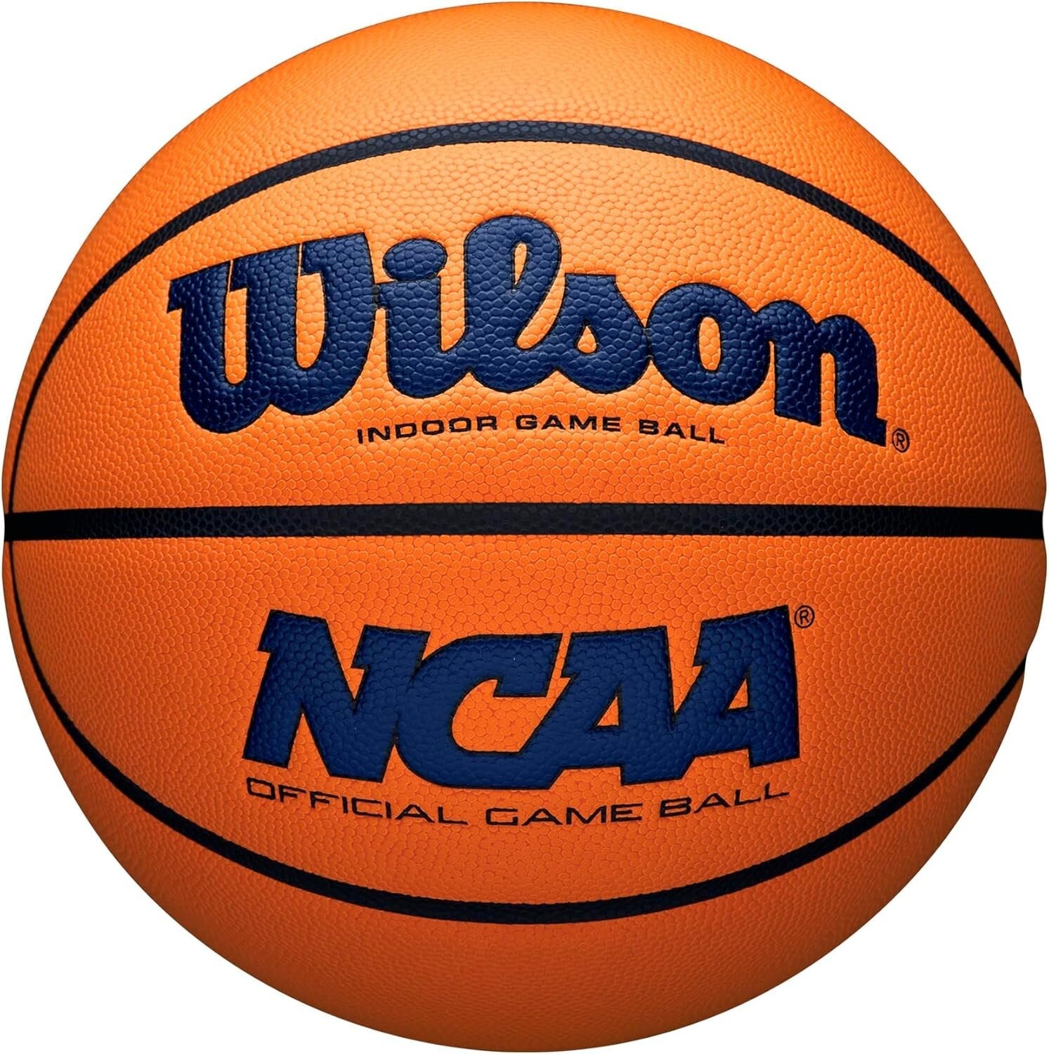 Official NCAA Indoor Game Basketball - Size 7, Navy/Orange - 29.5" Diameter