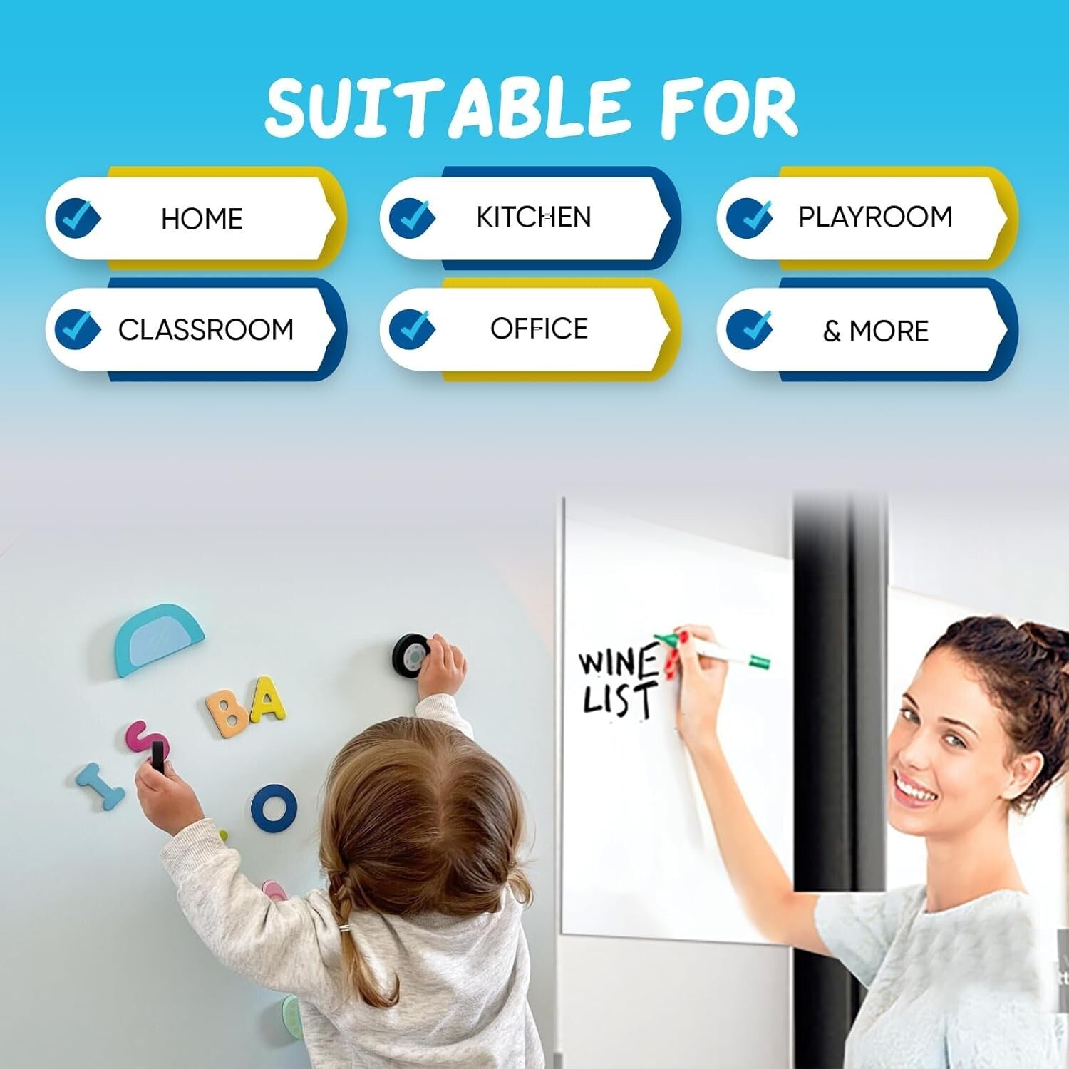 60" x 36" Magnetic Dry Erase Wall Sticker - Peel and Stick Creative Solution