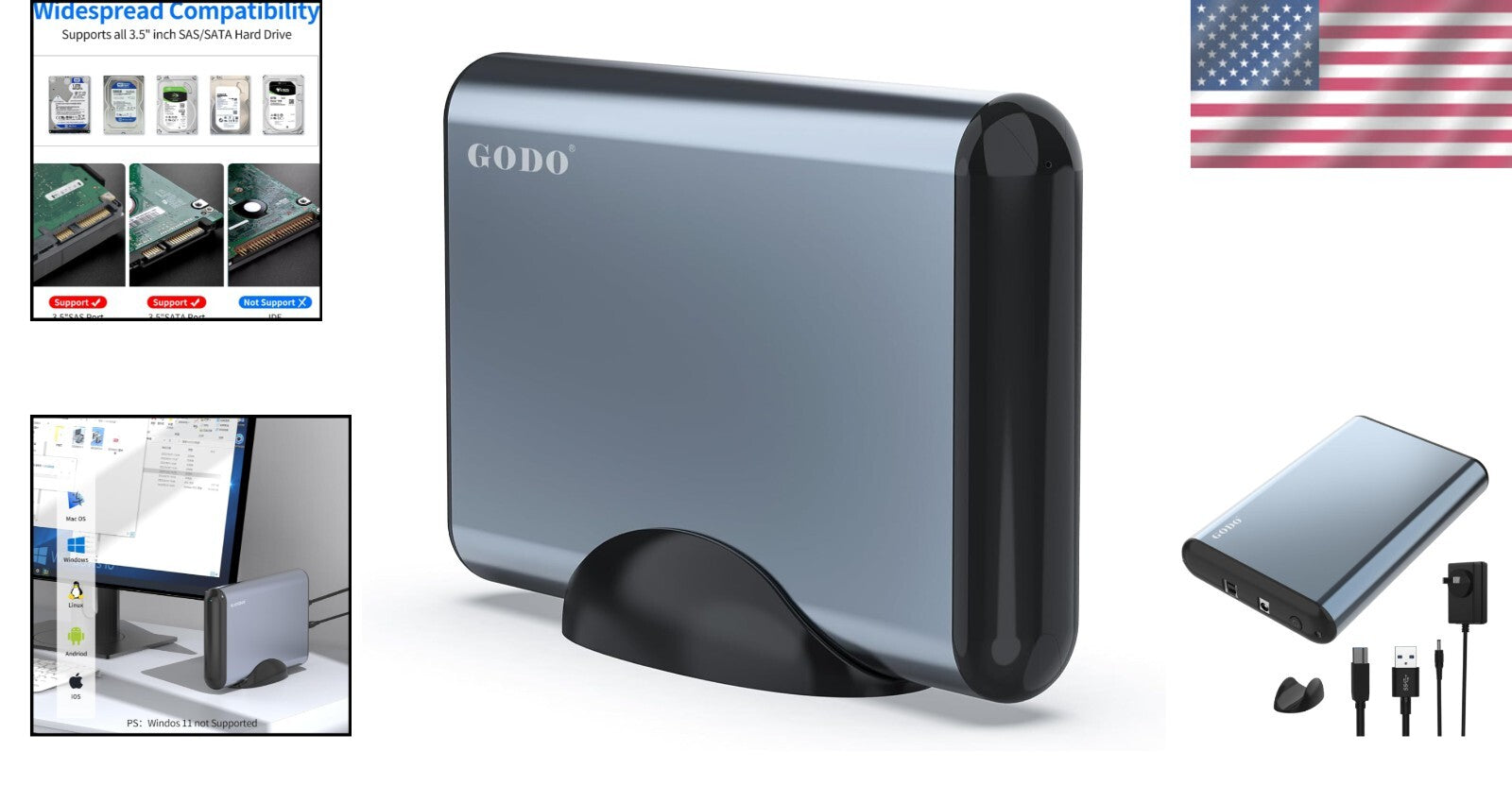 Durable Aluminum SAS to USB Hard Drive Docking Station - Supports 20TB Storage